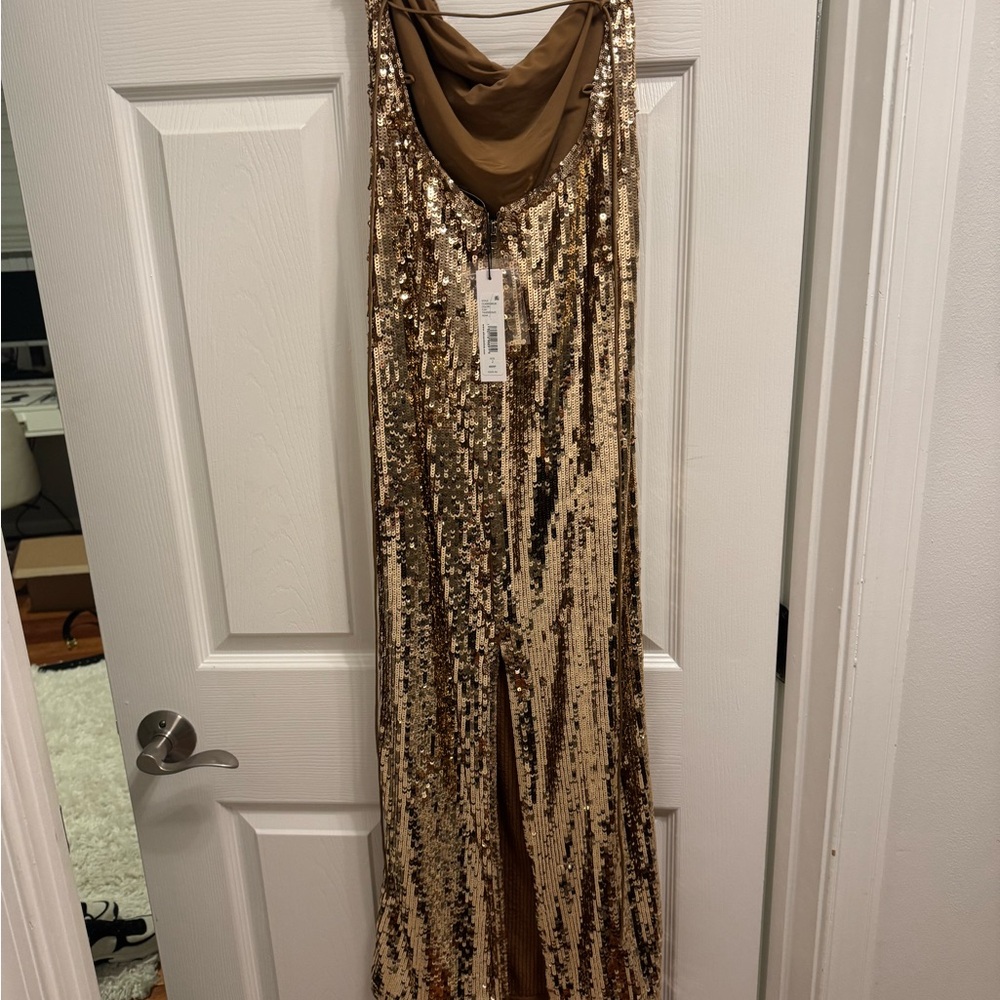 Alice + Olivia Strapless FiFi Gold Sequin Dress - Picture 10 of 11